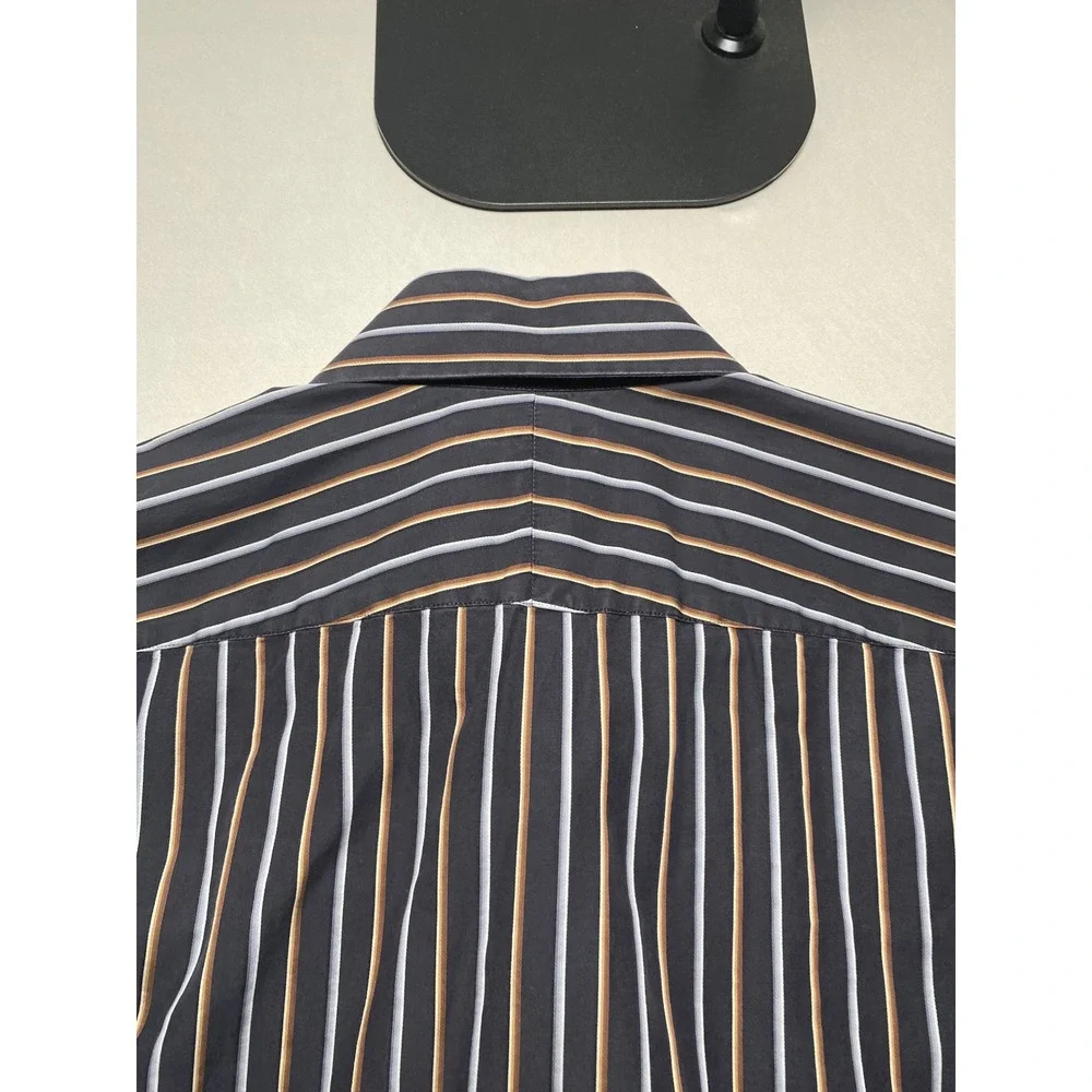 Banana Republic Mens Striped Button Down Shirt L Floral Contrast Cuff 324756-00